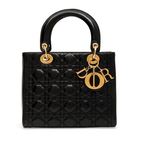 lady dior bag black patent|black lady dior bag price.